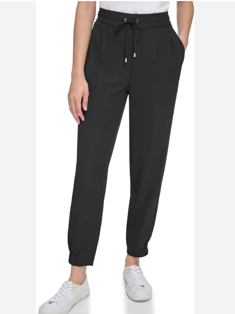 Anne Klein Medium Slim Crop Jogger Pull-on Black Dress Pants